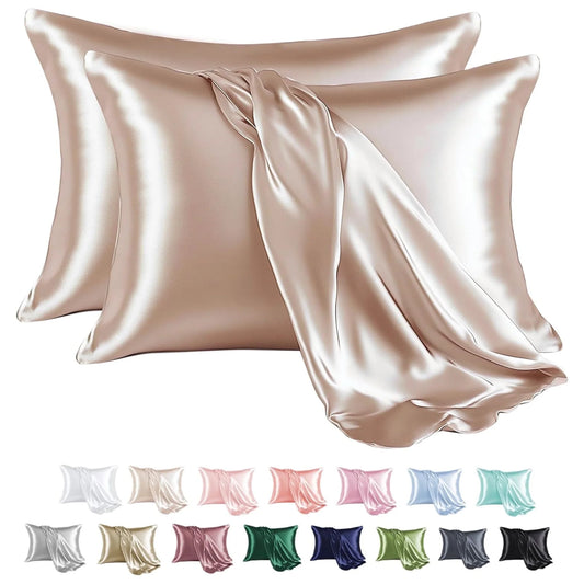 Satin Pillow Case, 20X36 King Size Satin Pillowcase Set of 2, 2 Pack Satin Silky Pillowcase for Hair and Skin, 20X36, Champagne