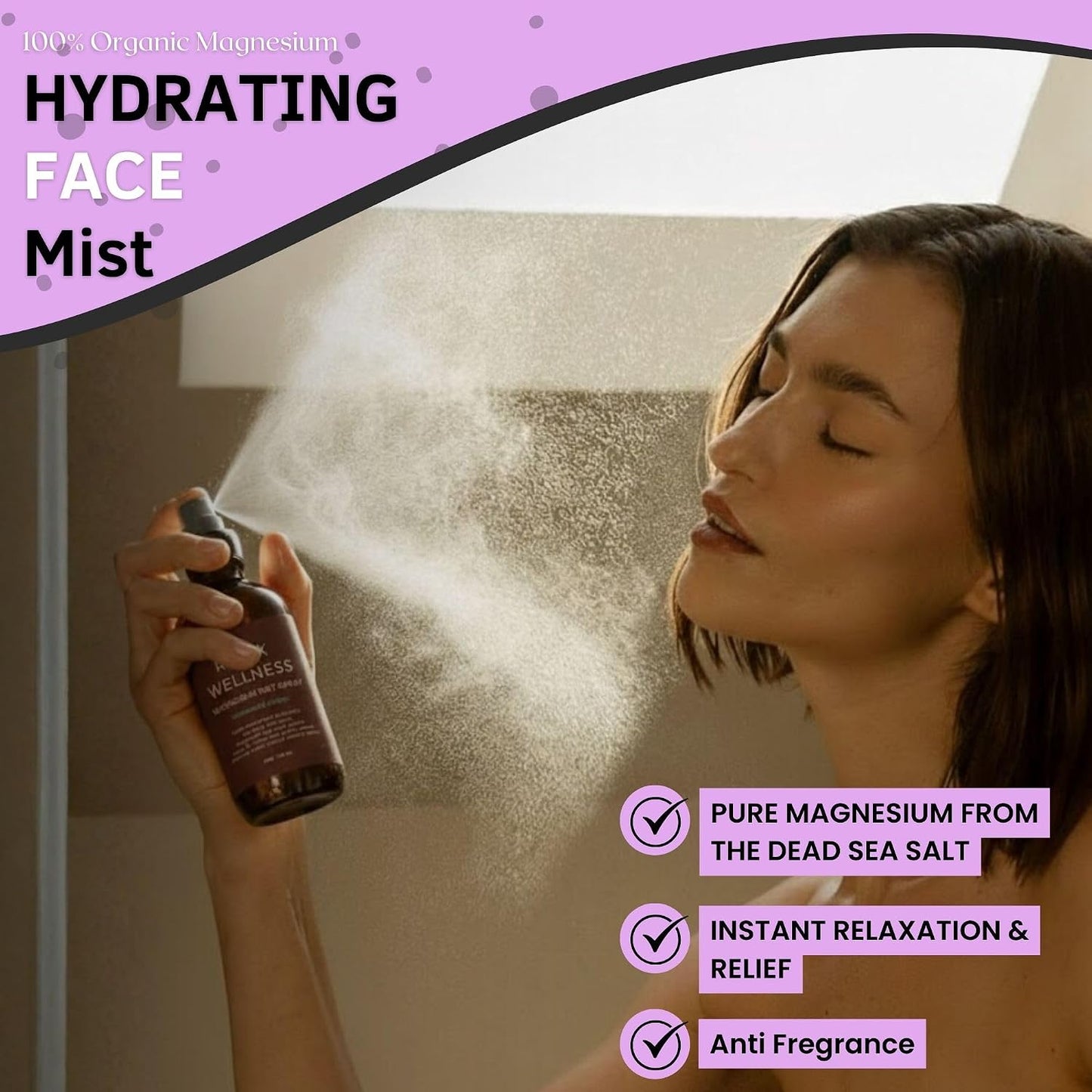 Magnesium Mist Spray, Unscented | Pure Magnesium Oil Spray for Sleep & Relaxation | Foot Spray for Muscle Tension Relief & Daily Balance | Fragrance-Free Formula for Sensitive Skin, 4Oz