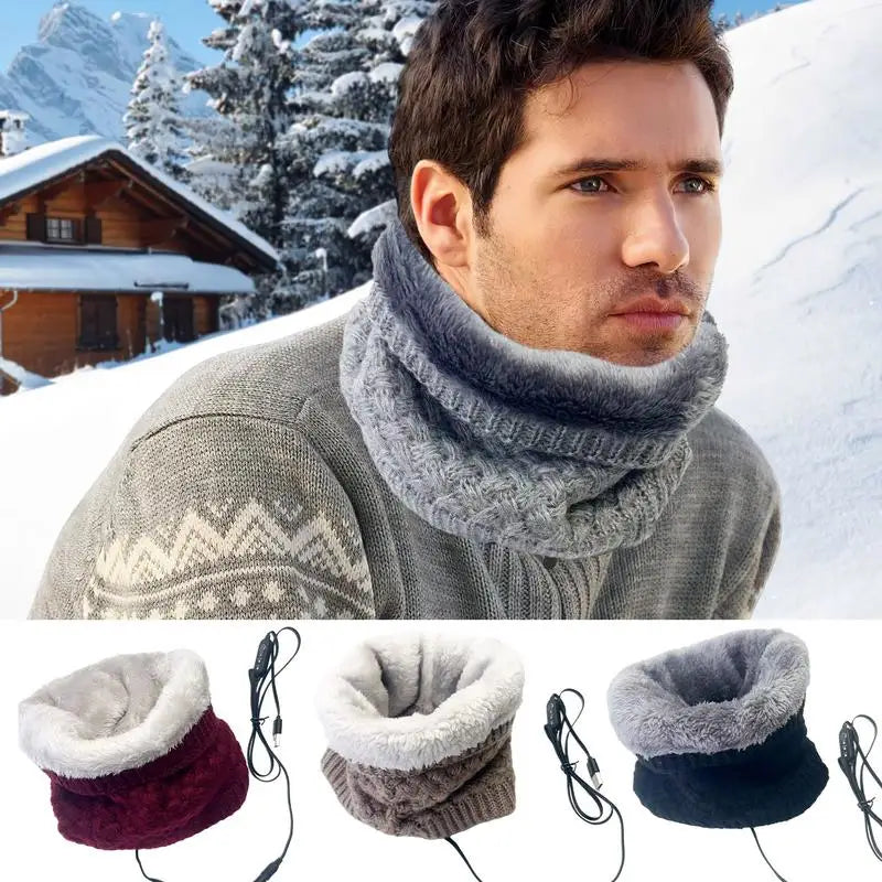 Winter Electric Heated Scarf Neck Wrap USB Rechargeable Neck Warmer 3 Speed Adjustable Heating Scarf for Cycling Skiing Camping