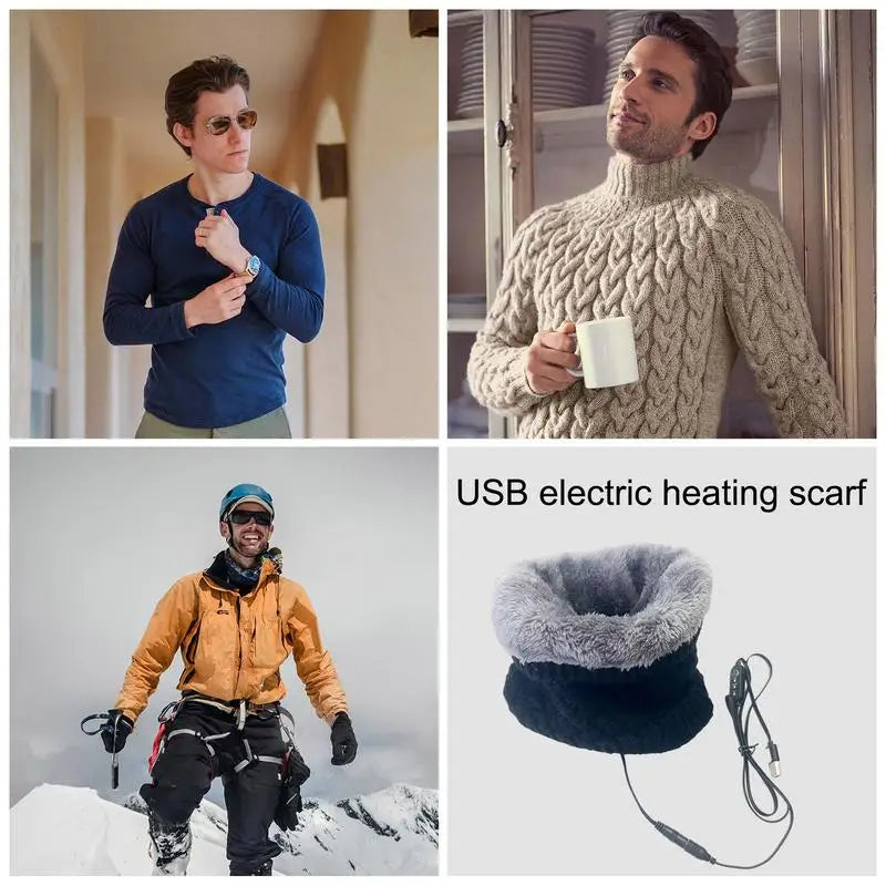 Winter Electric Heated Scarf Neck Wrap USB Rechargeable Neck Warmer 3 Speed Adjustable Heating Scarf for Cycling Skiing Camping
