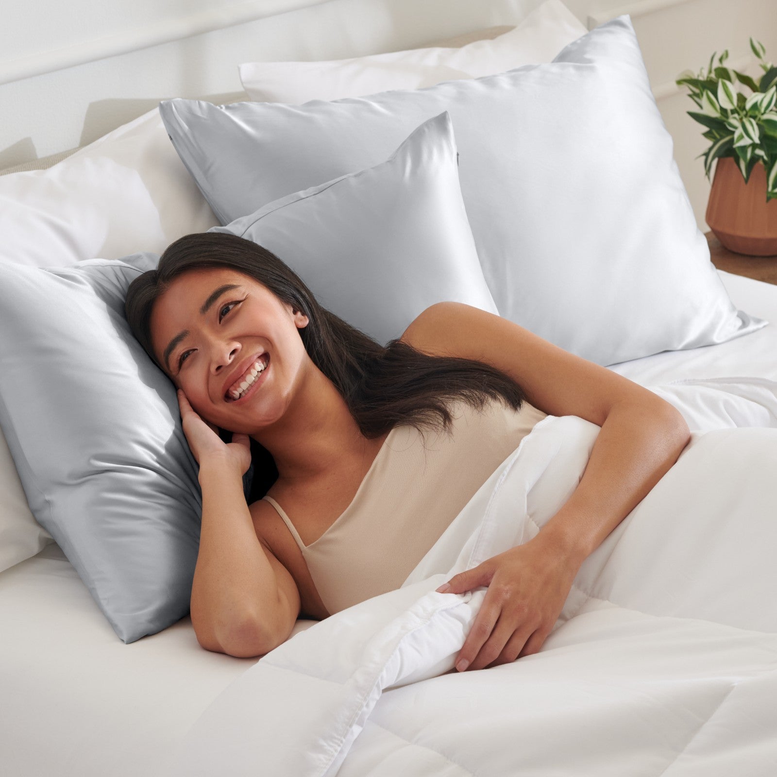 Bare Home Poly Satin Pillowcases for Hair and Skin - 2 Pack - Luxury Pillowcases