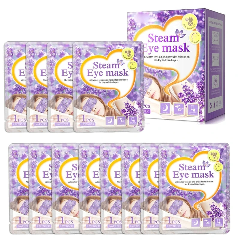 12 Pieces Self Heated Eye Mask Disposable Eye Heating Pad Moisturizing Heat Eye Mask Lavender Sleep Eye Mask for Daily