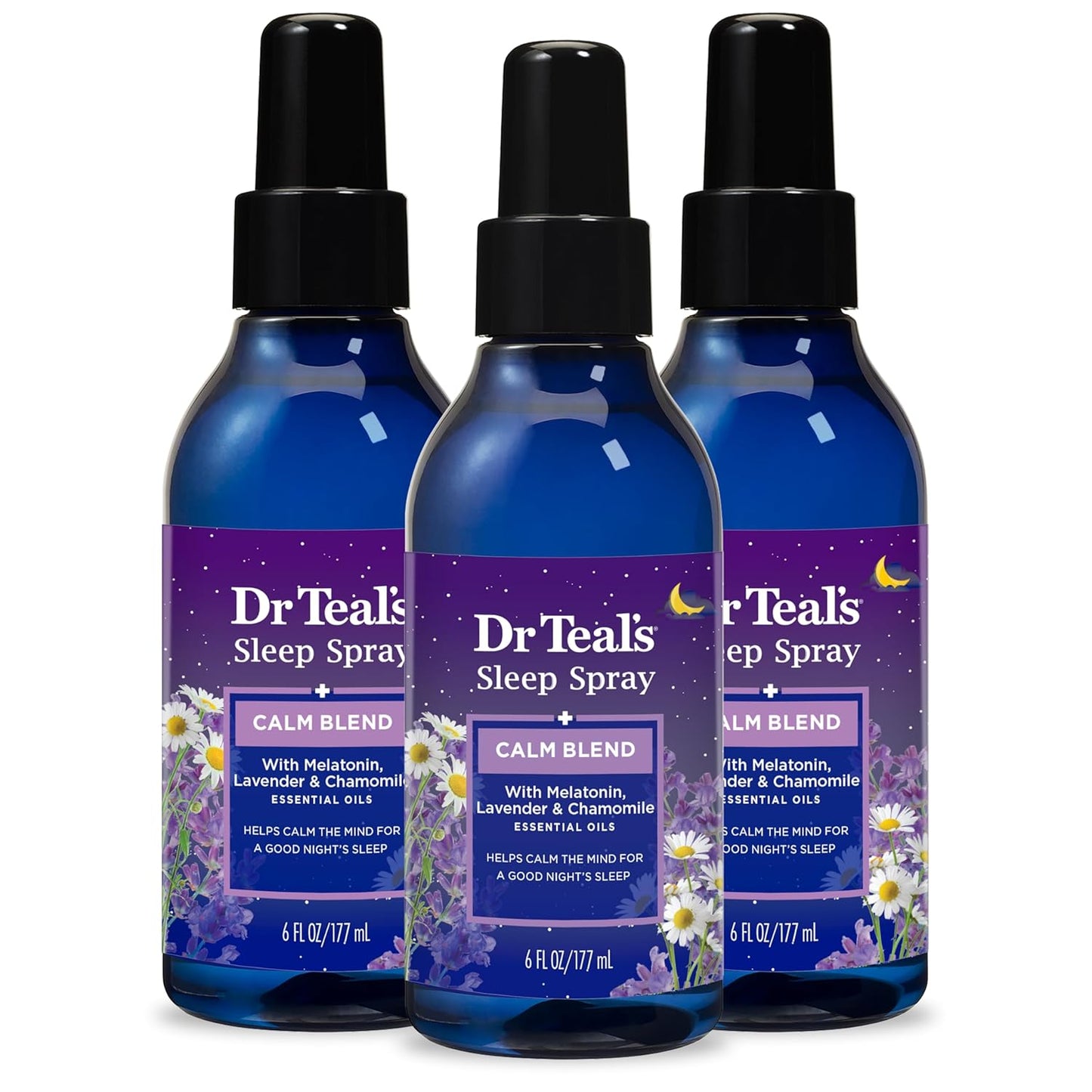 Calm Blend Spray with Melatonin, Lavender & Chamomile Essential Oils, 6 Fl Oz (Pack of 3)