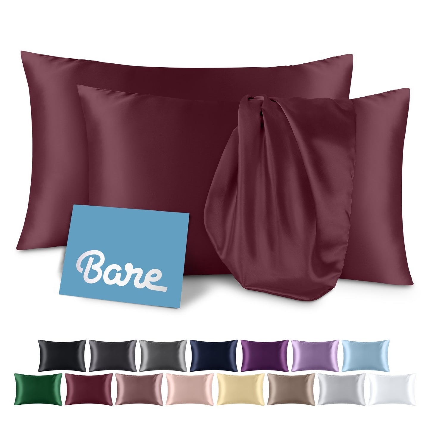 Bare Home Poly Satin Pillowcases for Hair and Skin - 2 Pack - Luxury Pillowcases