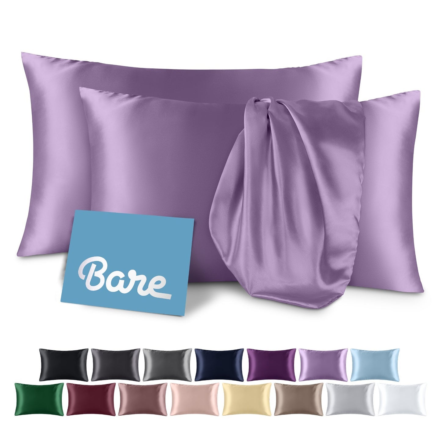 Bare Home Poly Satin Pillowcases for Hair and Skin - 2 Pack - Luxury Pillowcases