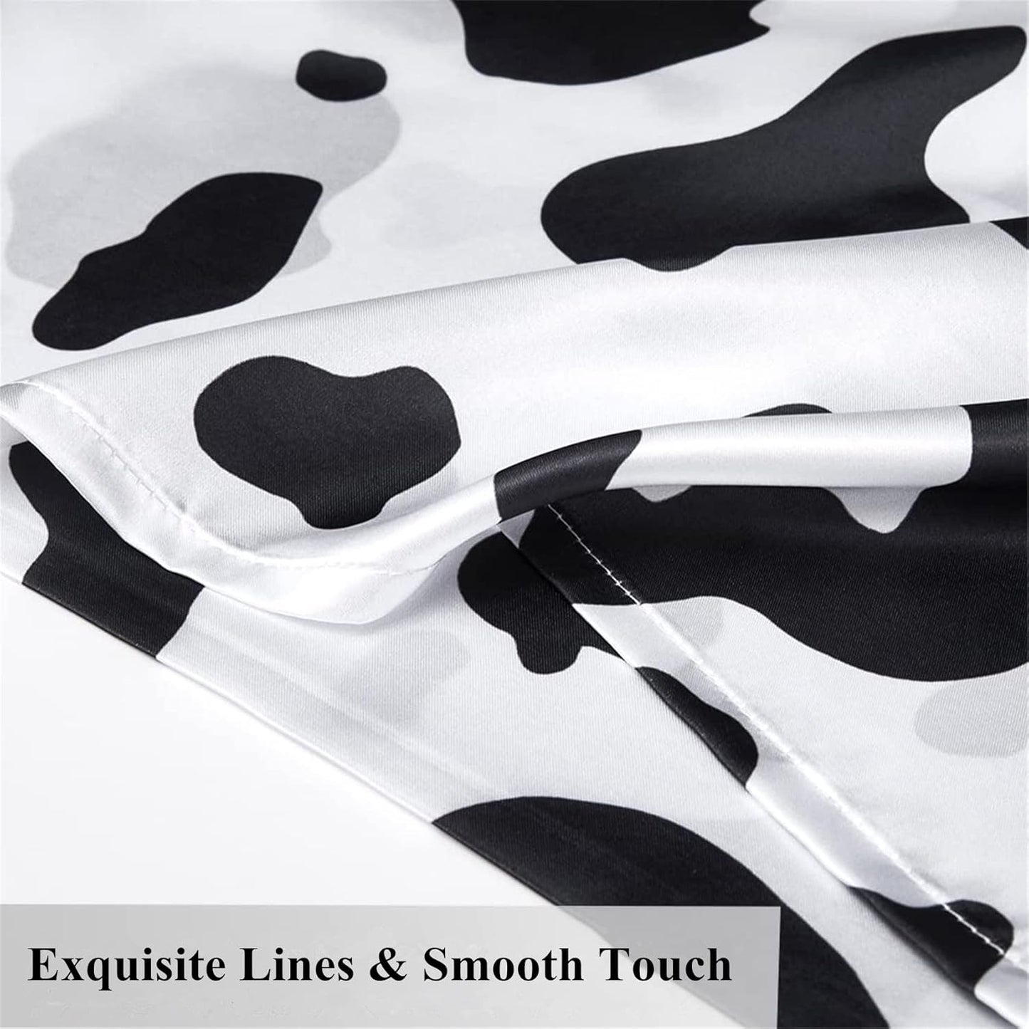 Satin Pillowcase for Hair and Skin, Cow Print Pillow Cases 2 Pack King Satin Pillowcase Set of 2 Cooling Silky Cow Pillowcase with Envelope Closure (20X36 Inches, Black and White)