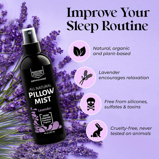 Lavender Pillow Spray for Sleeping - All Natural Calming Linen & Bedtime Sleep Mist for Deep Sleep - Pillow Spray Aromatherapy with Botanical Essential Oils for Relaxing Stress