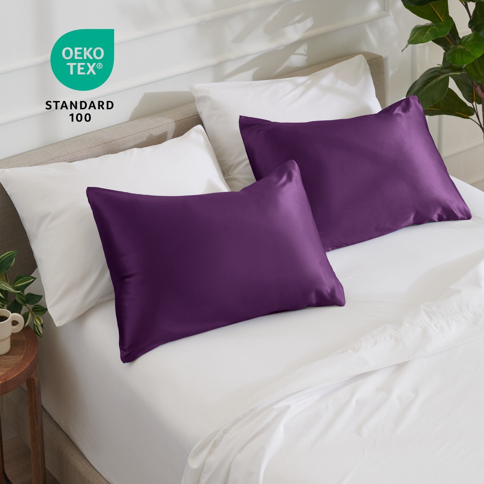 Bare Home Poly Satin Pillowcases for Hair and Skin - 2 Pack - Luxury Pillowcases