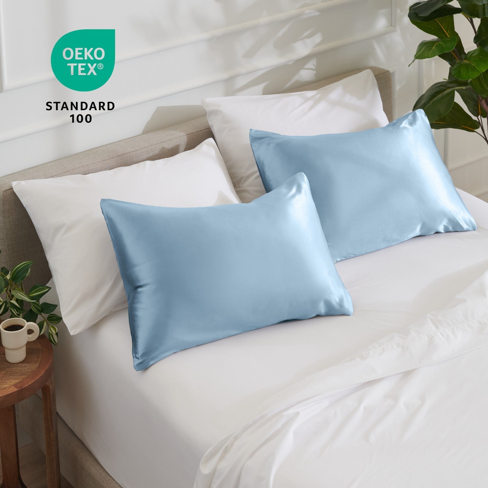 Bare Home Poly Satin Pillowcases for Hair and Skin - 2 Pack - Luxury Pillowcases