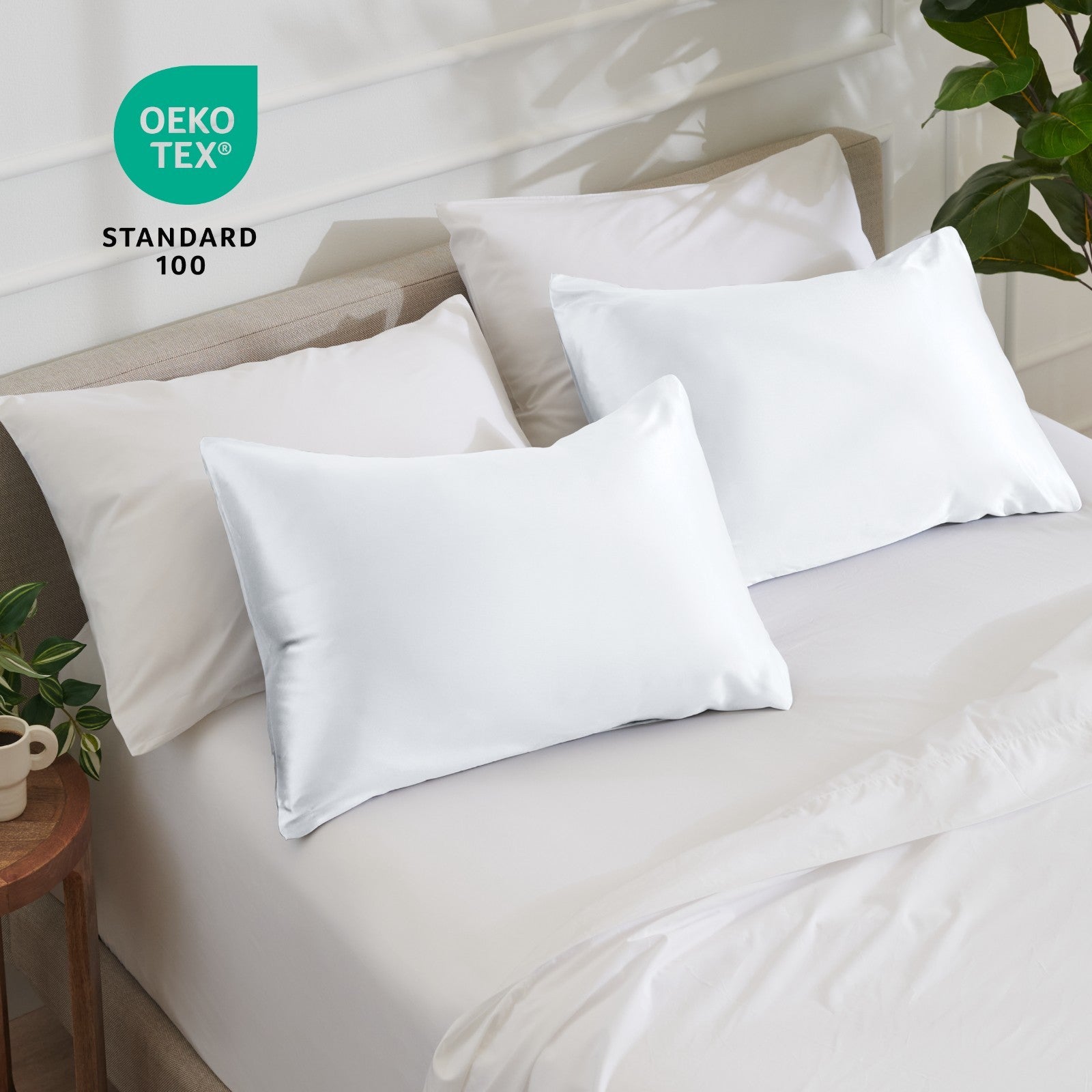 Bare Home Poly Satin Pillowcases for Hair and Skin - 2 Pack - Luxury Pillowcases
