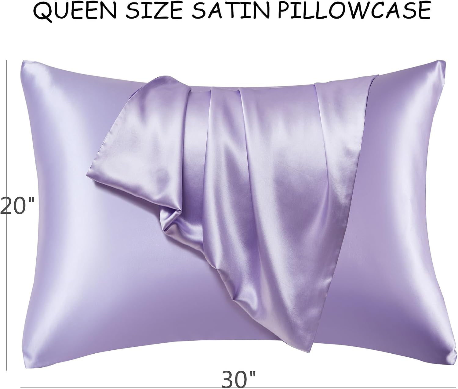 Satin Pillowcase for Hair and Skin, Vegan Silk Pillowcase Sleep Set-2 Purple Satin Pillowcases, 1 Eye Mask, 1 Scrunchie, Soft Silky Satin Pillow Cases Queen Size with Envelope Closure