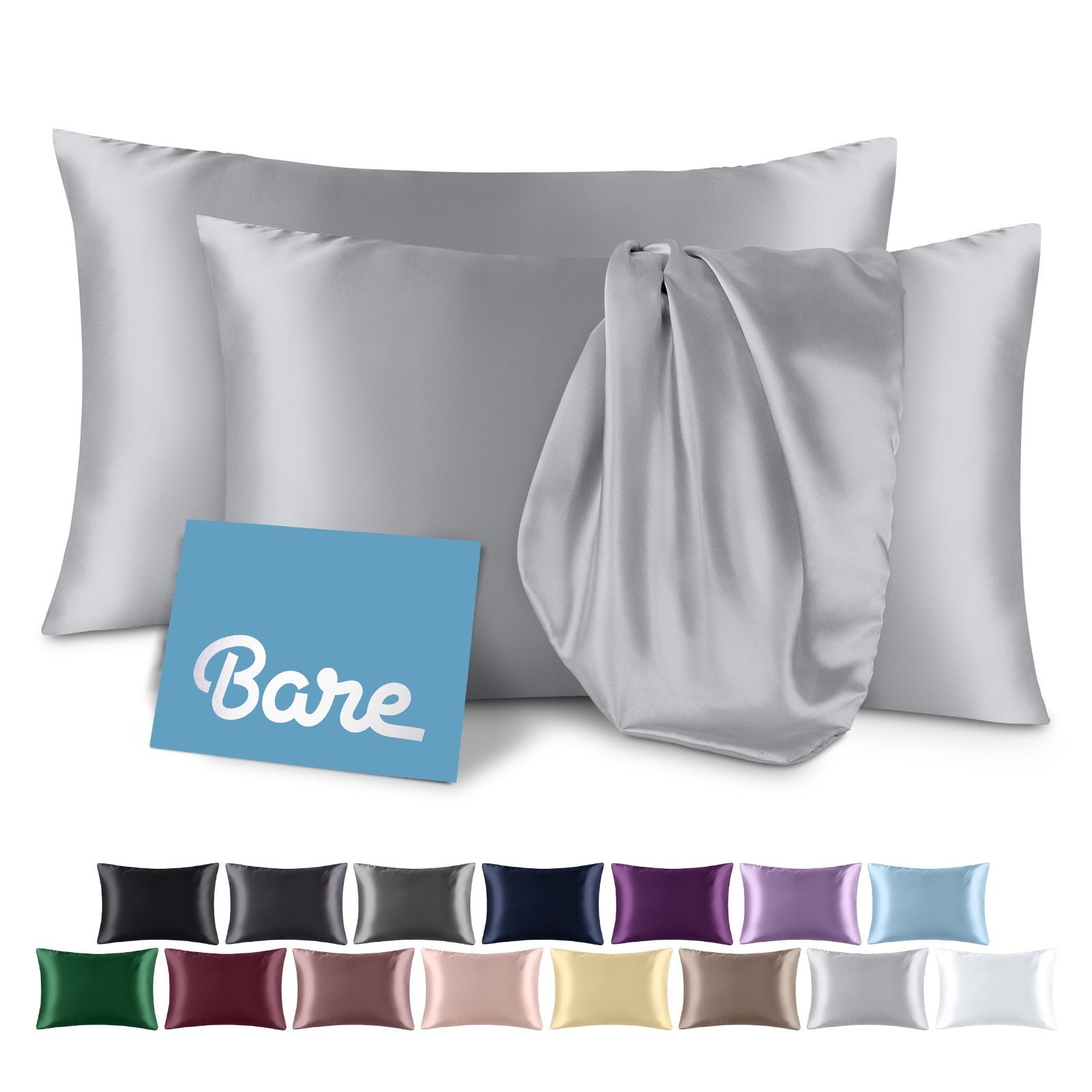 Bare Home Poly Satin Pillowcases for Hair and Skin - 2 Pack - Luxury Pillowcases