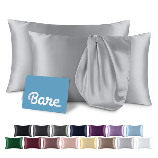 Bare Home Poly Satin Pillowcases for Hair and Skin - 2 Pack - Luxury Pillowcases