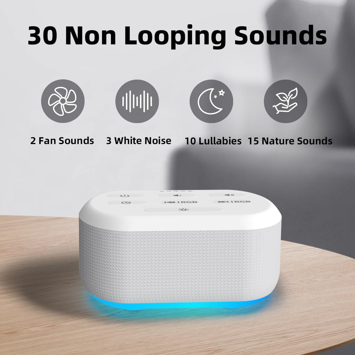 Brown Noise Sound Machine 30 Soothing Sounds White Noise Machine with 12 Night Light Colors Sleep Machine for Adults Baby Kids 36 Volume Levels Noise Canceling for Office Home Privacy