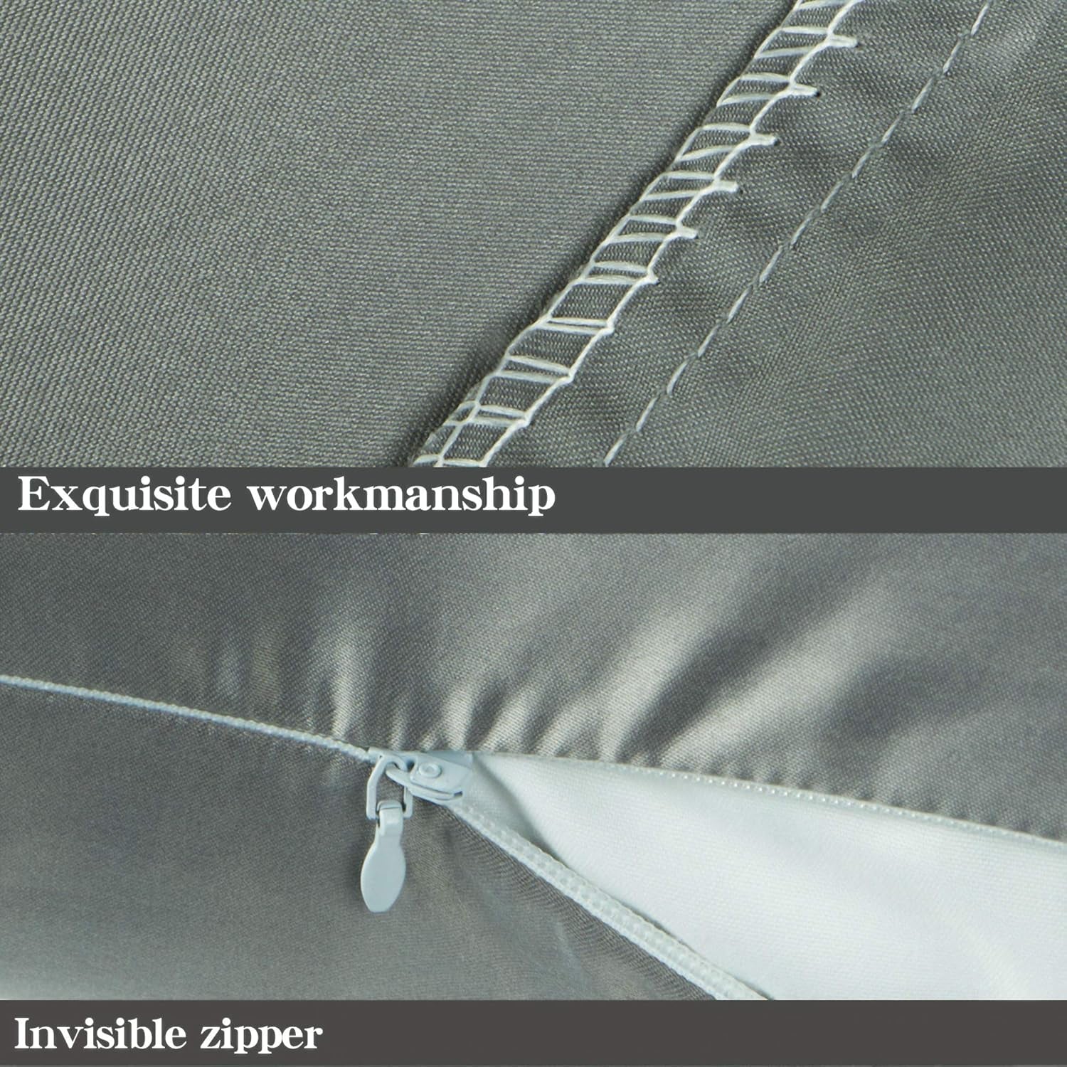 Zippered Satin Body Pillow Pillowcase, Silky Slip Cooling Body Pillow Cover, Long Side Hidden Zipper, 20X54 Inches, Dark Grey