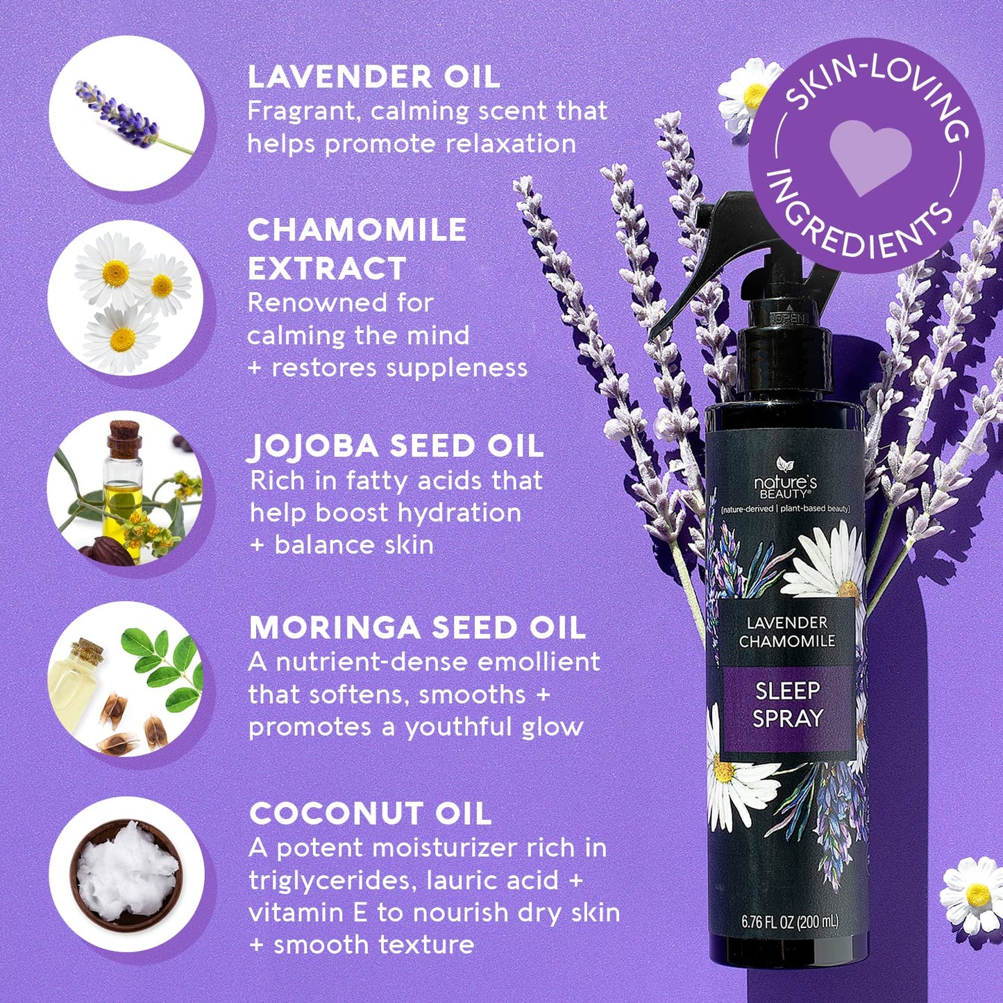 Lavender Chamomile Sleep Spray Multi-Pack - Sleep Well + Relax with Premium Grade Room + Pillow Spray, Made W/Coconut, Jojoba + Moringa Seed Oils, 6.76 Fl Oz (2 Pack)