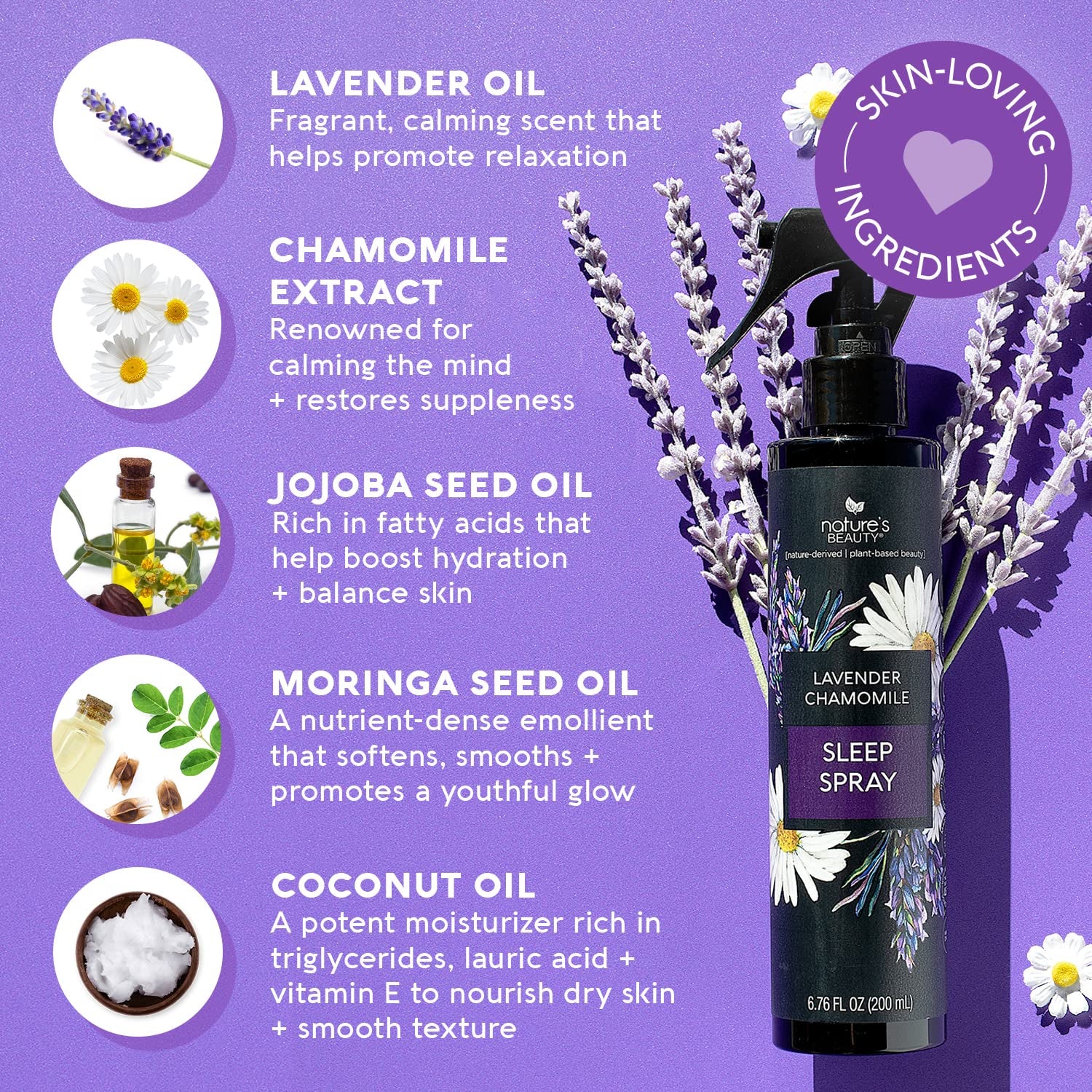 Lavender Chamomile Sleep Spray Multi-Pack - Sleep Well + Relax with Premium Grade Room + Pillow Spray, Made W/Coconut, Jojoba + Moringa Seed Oils, 6.76 Fl Oz (2 Pack)