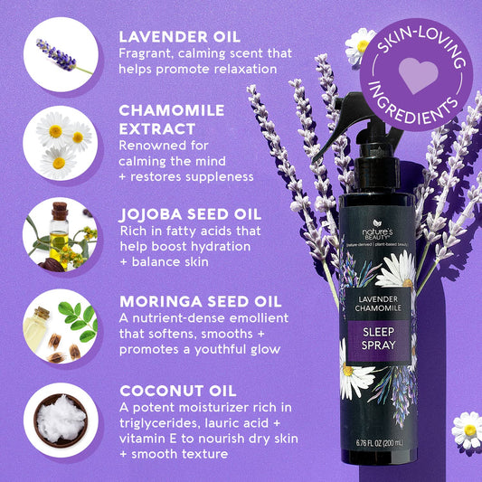 Lavender Chamomile Sleep Spray Multi-Pack - Sleep Well + Relax with Premium Grade Room + Pillow Spray, Made W/Coconut, Jojoba + Moringa Seed Oils, 6.76 Fl Oz (2 Pack)