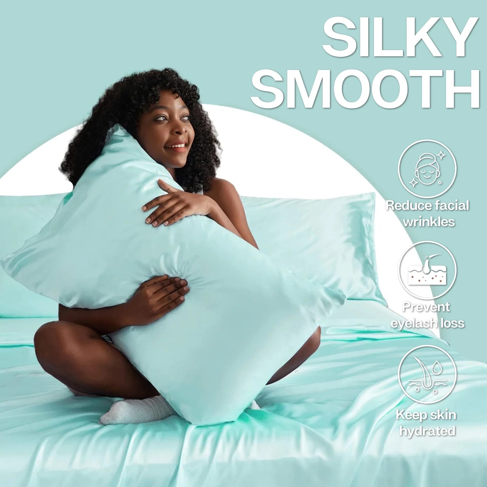 Satin Pillow Case, 2 Pack Satin King Silky Pillowcase for Hair and Skin, Satin Pillowcase Set of 2, 20X40, Turquoise
