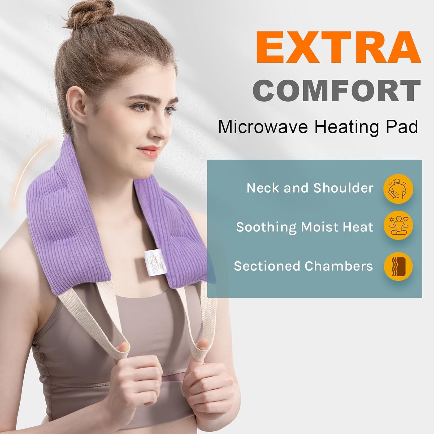 Heating Pad for Neck and Shoulders and Back Moist Small Microwavable Neck Wrap Warmer Weighted Heat Wrap Microwave Heatable Rice Beanbag Cervical Hot Pack Lavender Scented 1.5Pounds
