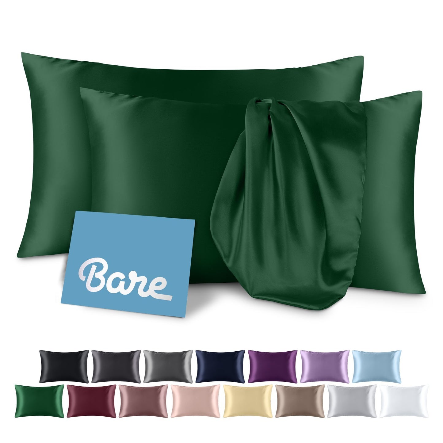 Bare Home Poly Satin Pillowcases for Hair and Skin - 2 Pack - Luxury Pillowcases
