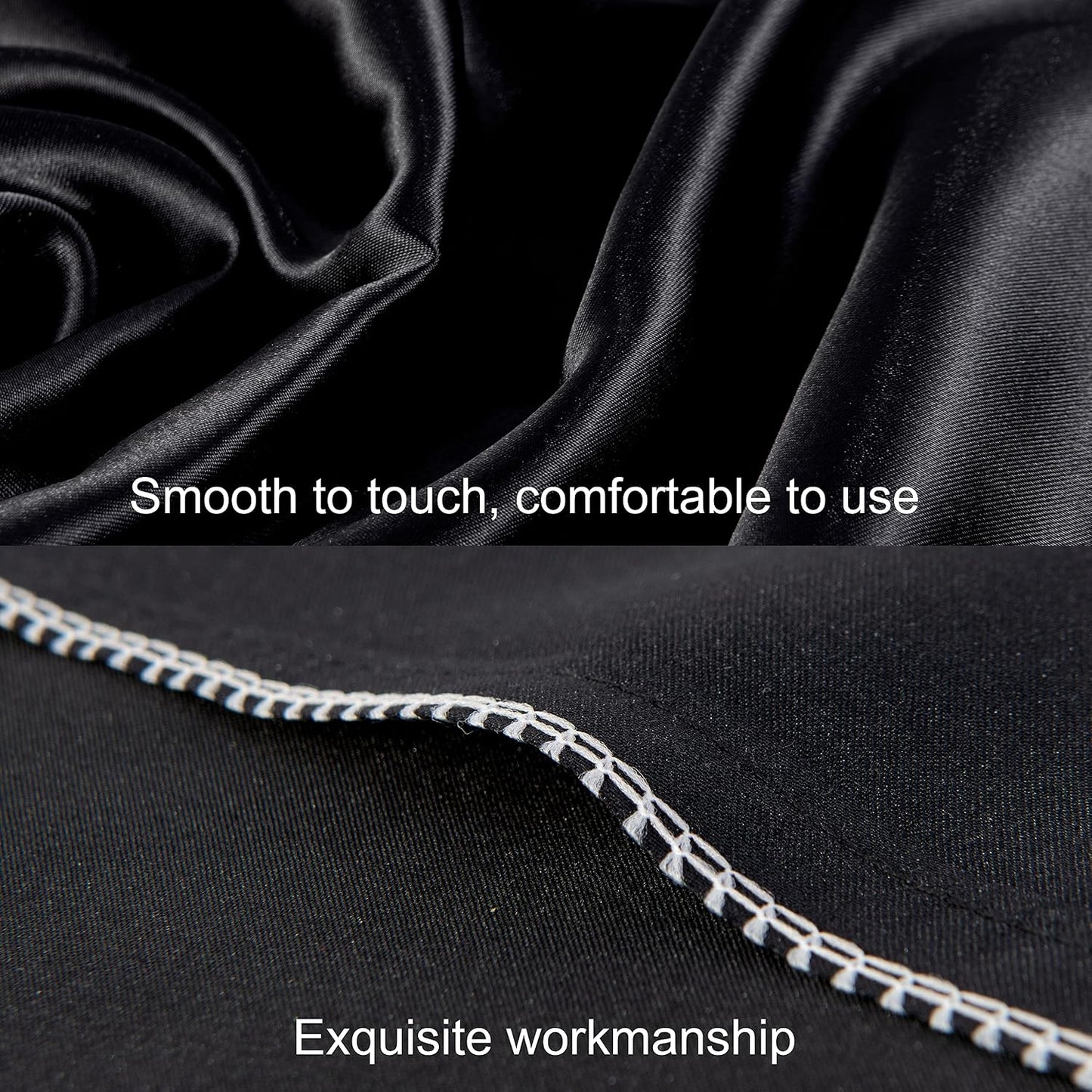 2 Pack Standard Silk Satin Pillowcases for Hair and Skin, Silky Soft and Luxurious Bedding Pillow Cases with Envelope Closure, 20X26 Inches, Black