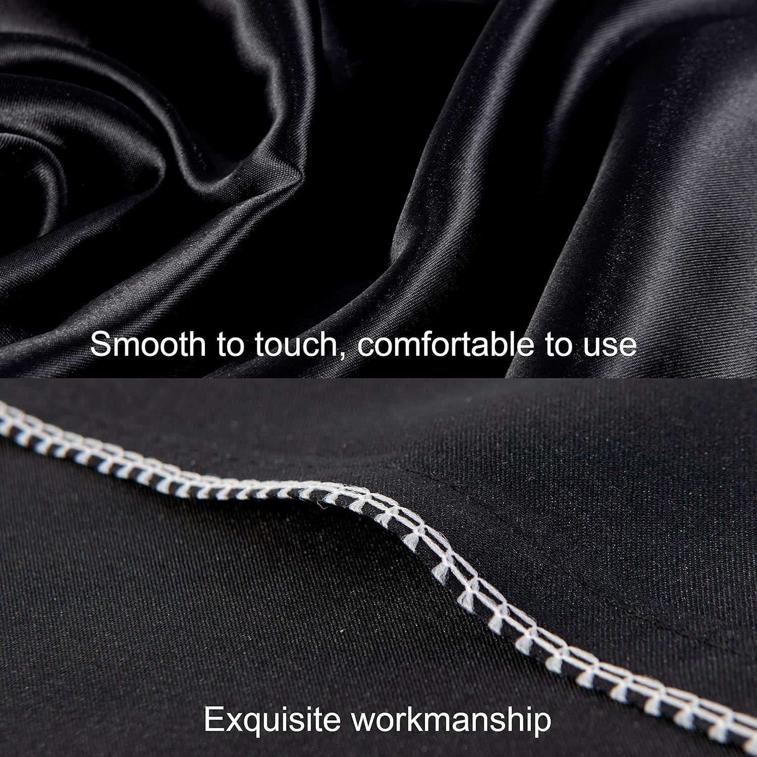 2 Pack Standard Silk Satin Pillowcases for Hair and Skin, Silky Soft and Luxurious Bedding Pillow Cases with Envelope Closure, 20X26 Inches, Black