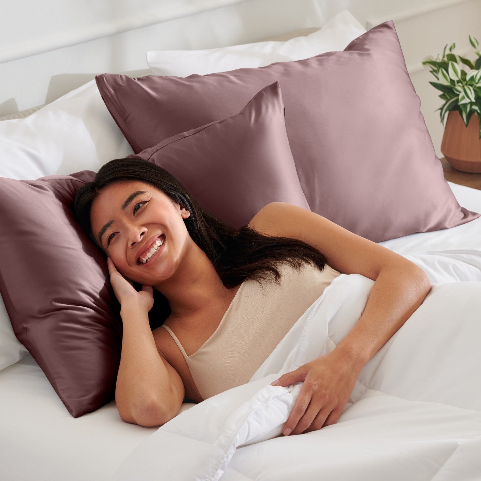 Bare Home Poly Satin Pillowcases for Hair and Skin - 2 Pack - Luxury Pillowcases
