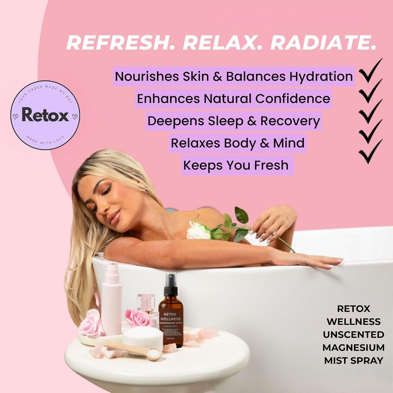 Magnesium Mist Spray, Unscented | Pure Magnesium Oil Spray for Sleep & Relaxation | Foot Spray for Muscle Tension Relief & Daily Balance | Fragrance-Free Formula for Sensitive Skin, 4Oz