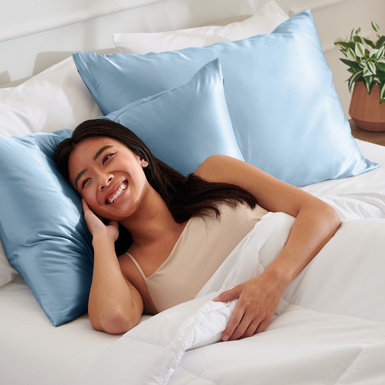 Bare Home Poly Satin Pillowcases for Hair and Skin - 2 Pack - Luxury Pillowcases