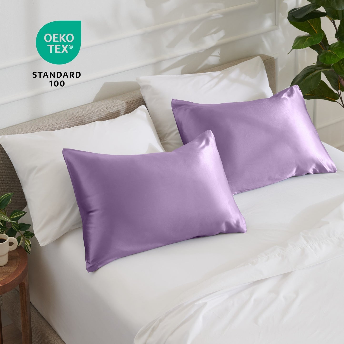 Bare Home Poly Satin Pillowcases for Hair and Skin - 2 Pack - Luxury Pillowcases